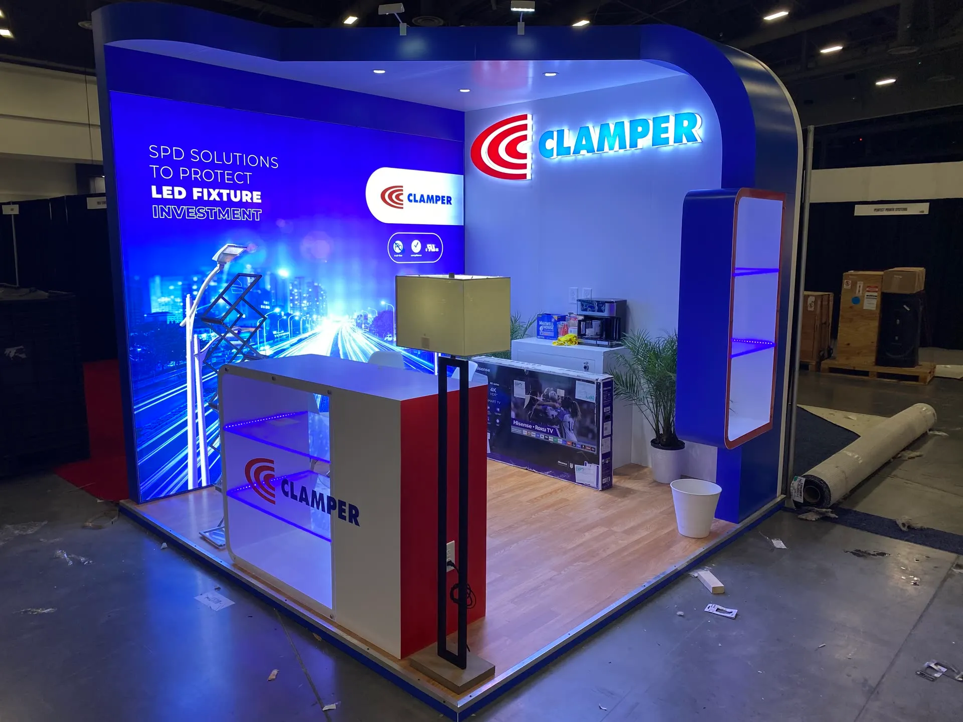 Clamper trade show booth at Light Fair 2022